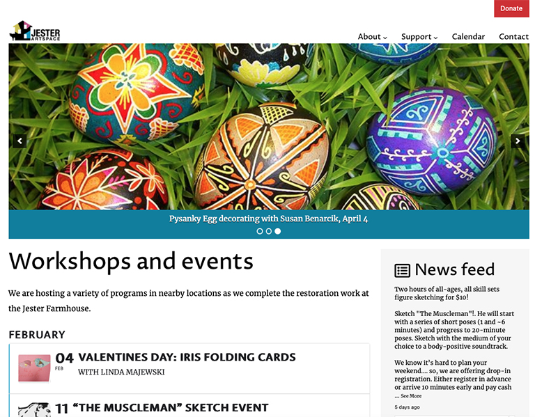 Screenshot of Jester Artspace website